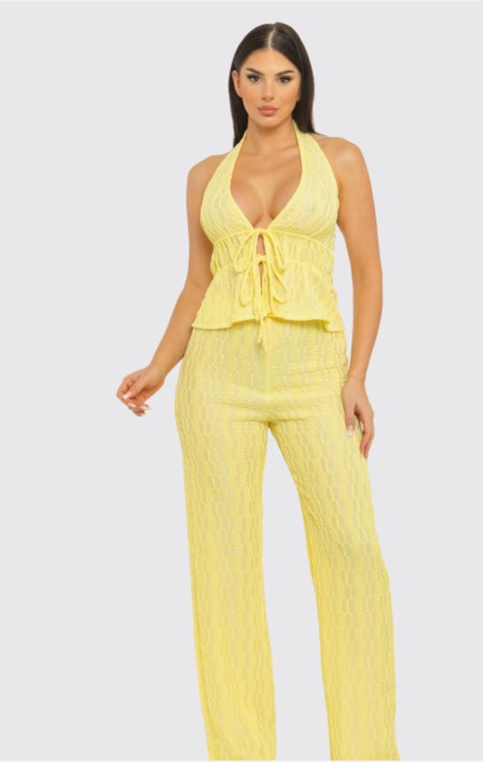 NEW ARRIVALS✨ Yellow halter top set