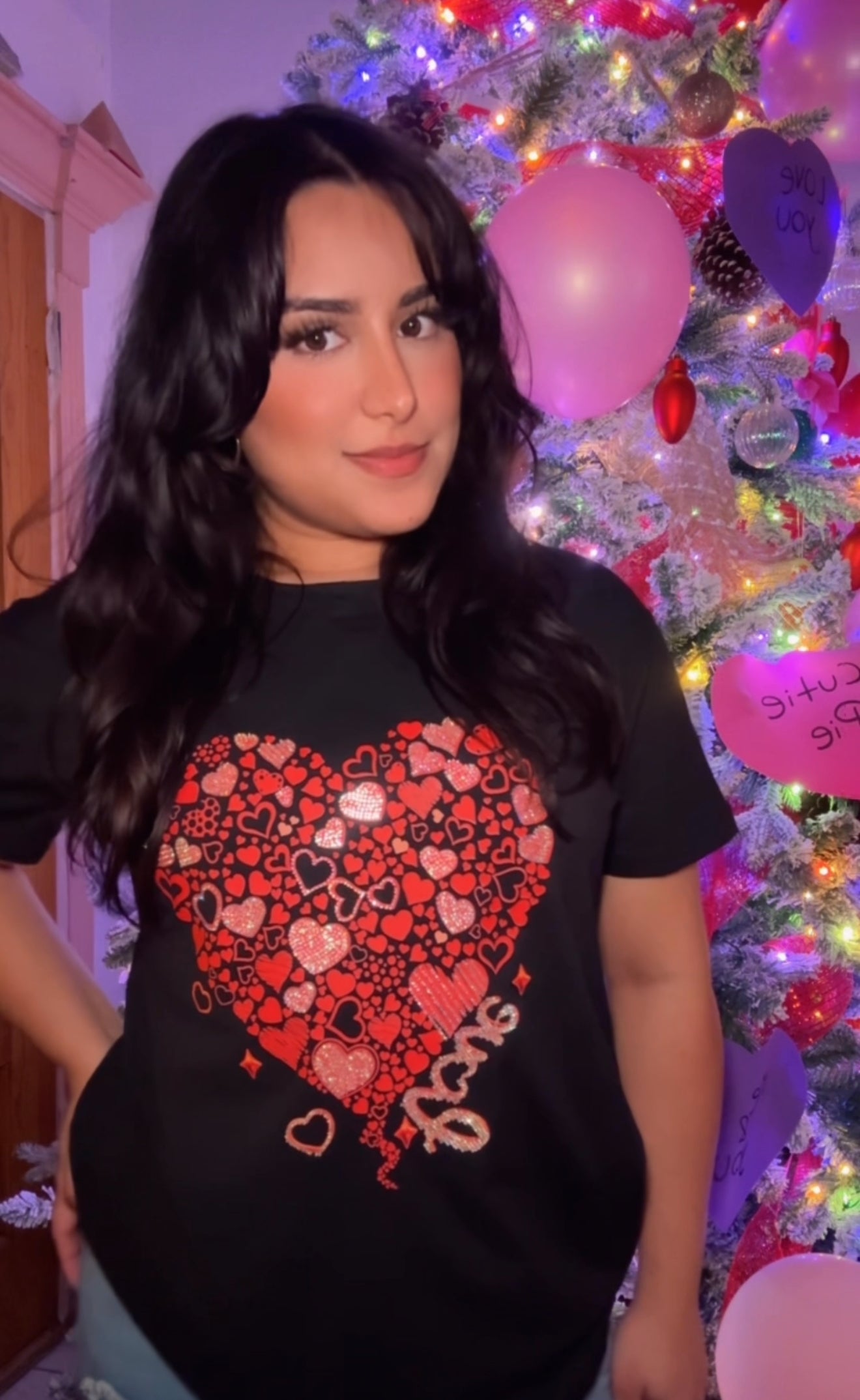 Black top heart printed