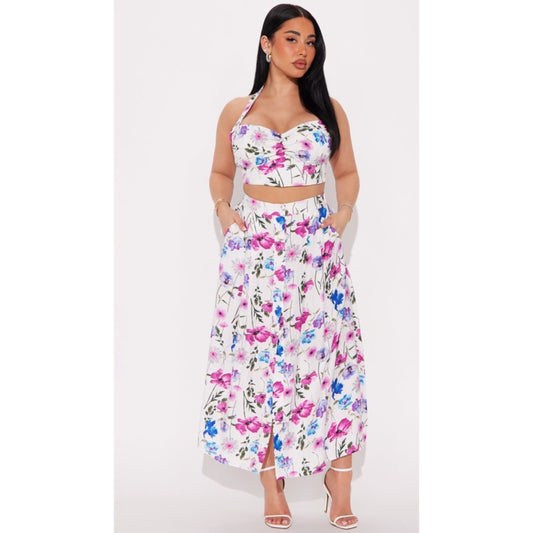 Floral print top and skirt set