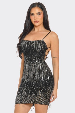 Fringe open back dress